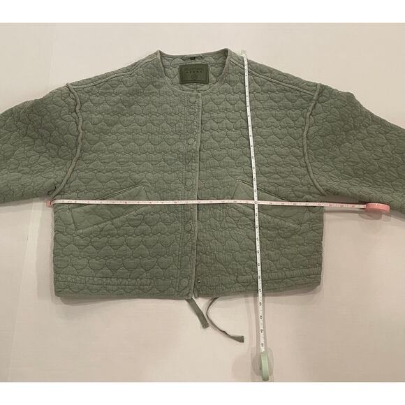 Blank NYC Sage Green Quilted Jacket Heart Pattern Drop Shoulder Relaxed Fit M - Picture 12 of 14